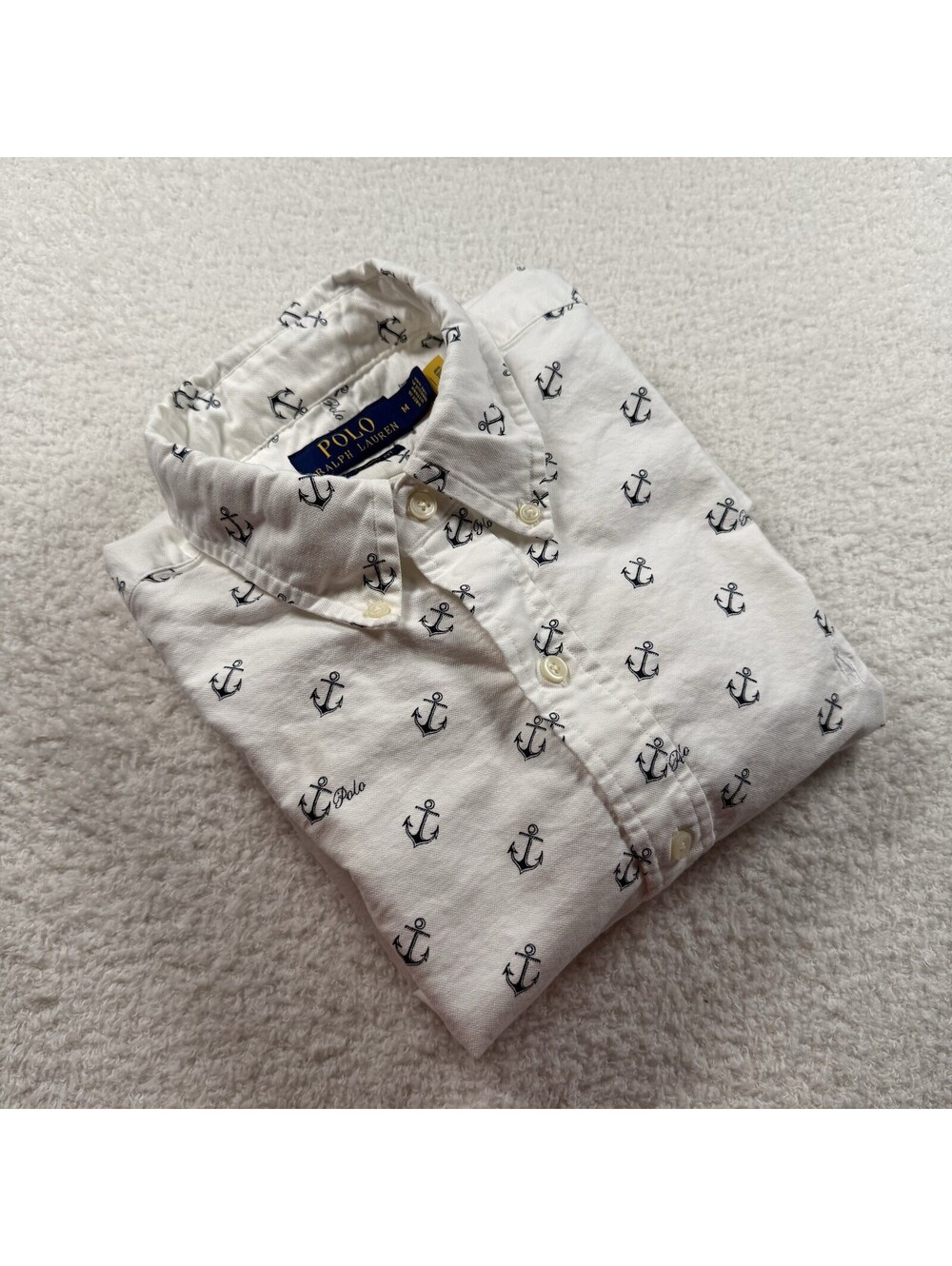 Polo Ralph Lauren Men’s M Classic Fit Anchor Print Shirt All Over Nautical